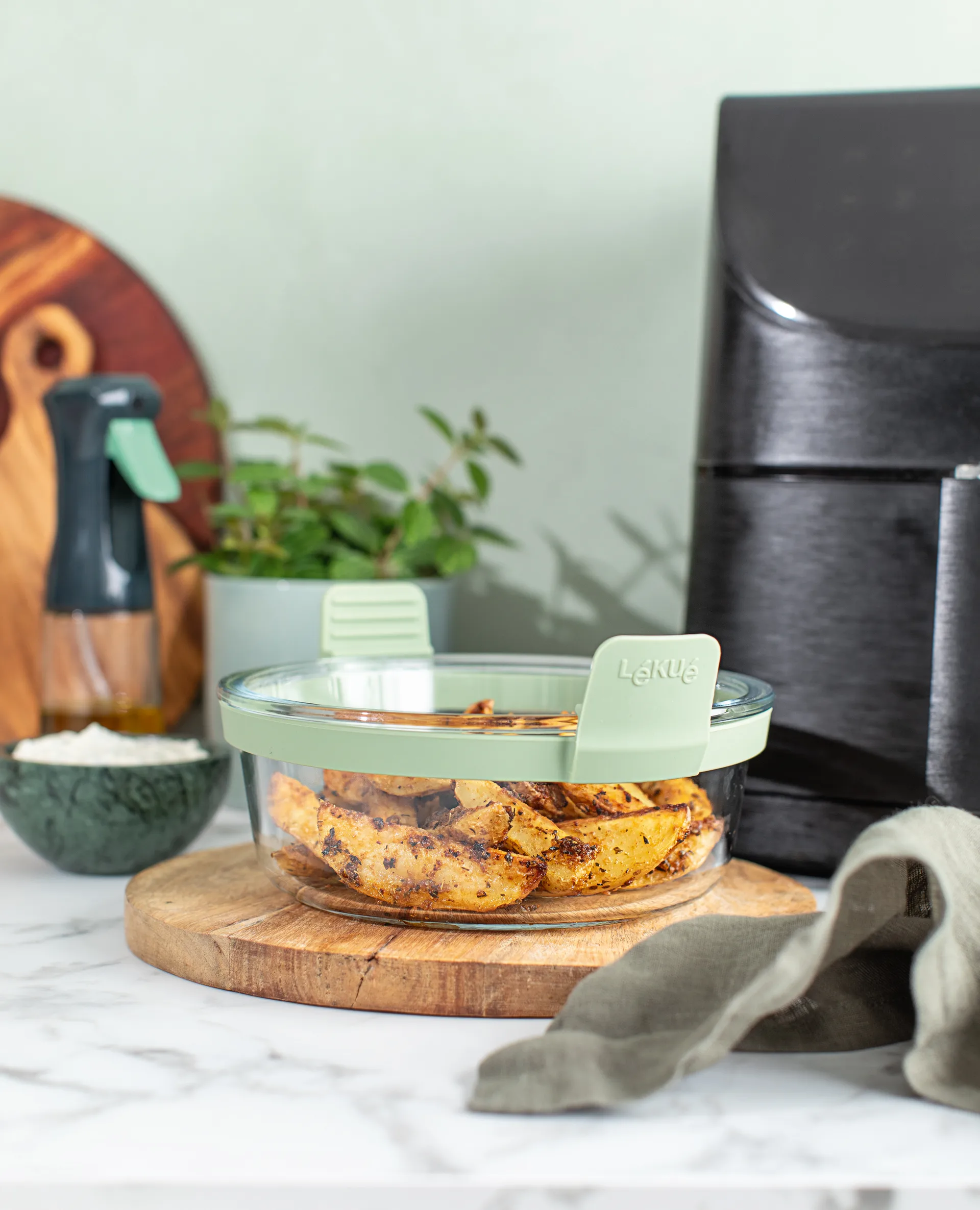 Lékué Airfryer ronde glazen vorm, Transparent Lékué