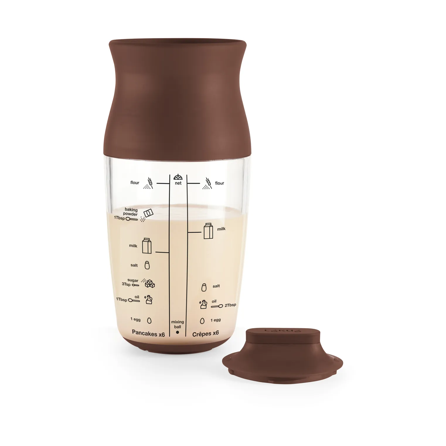 Lékué pannenkoekenmixer shaker, Bruin Lékué