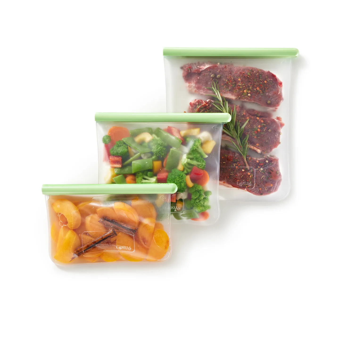 Lékué platte herbruikbare zak groen, L Lékué