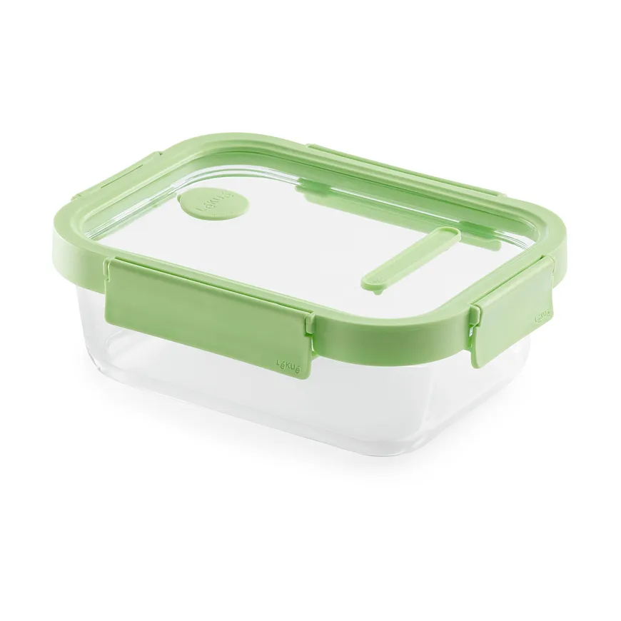 Lékué rechthoekige glazen lunchbox 0,64 L, Groen Lékué