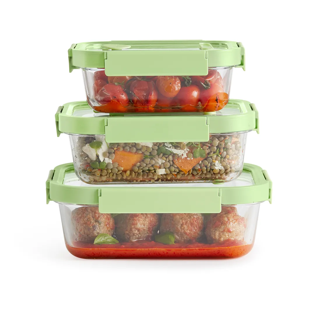 Lékué rechthoekige lunchbox 3-delig, Groen Lékué