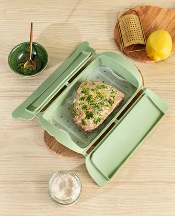Lékué stoomkoker - Groen, met tray, 2-pack - Lékué