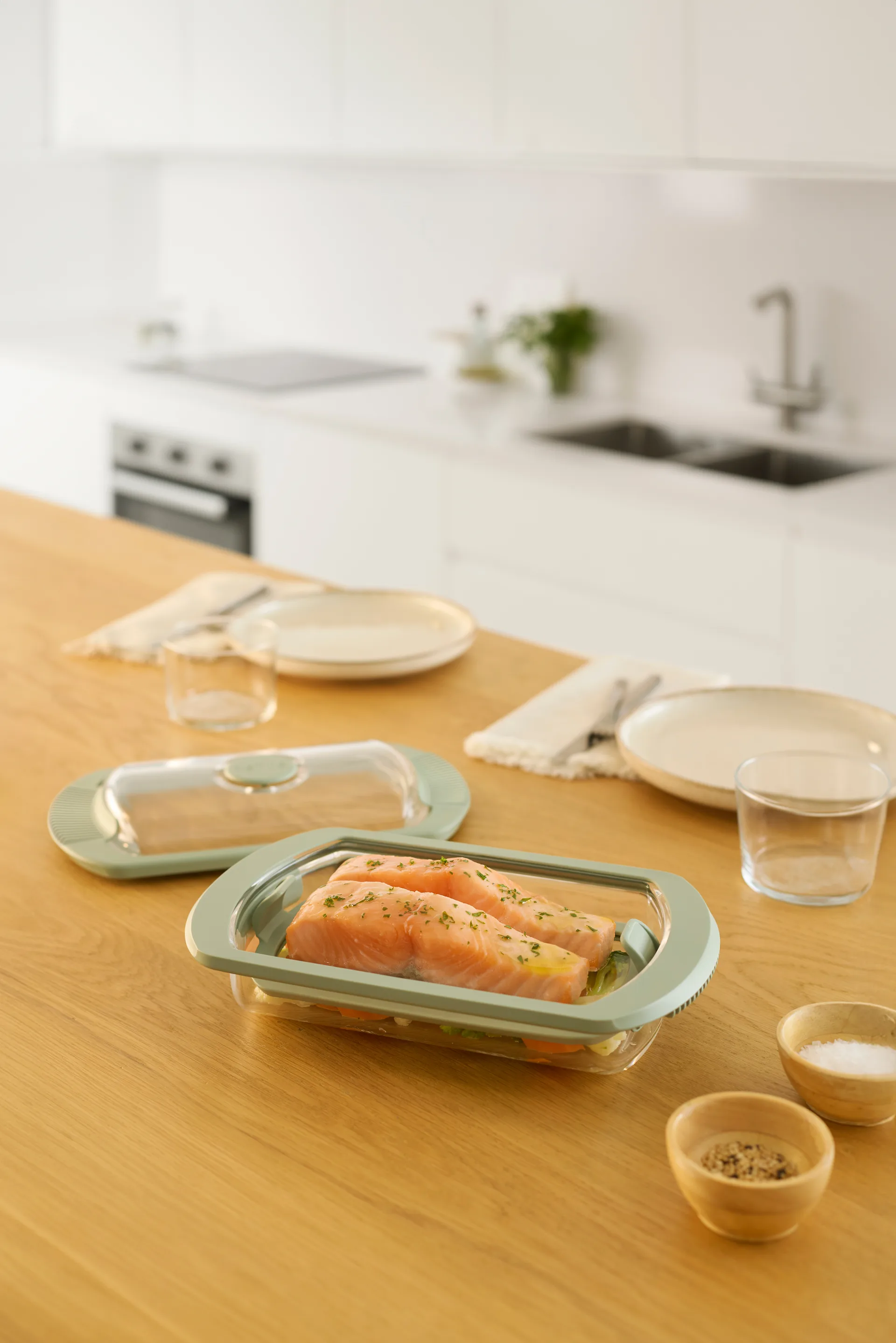 Lékué stoomkoker, Transparant, glas, 2-pack Lékué