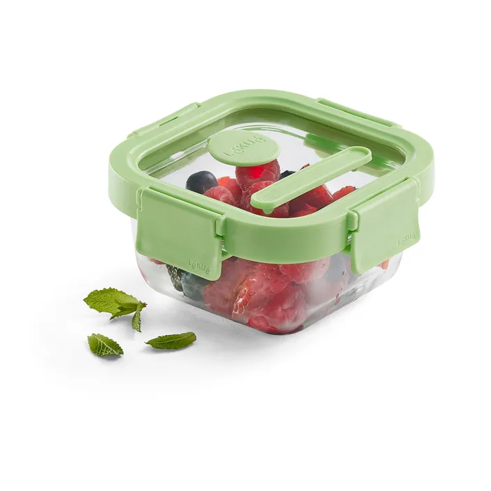 Lékué vierkante glazen lunchbox 0,32 L, Groen Lékué