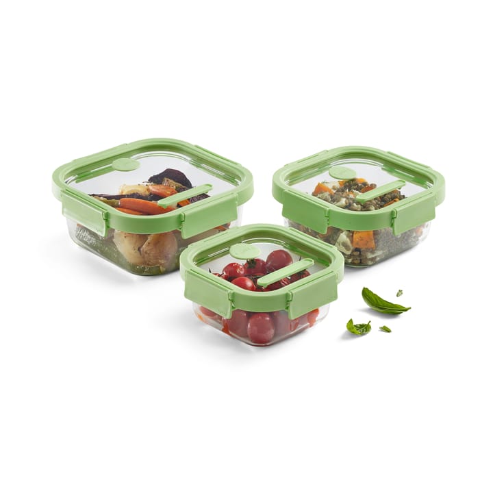 Lékué vierkante glazen lunchbox 0,32 L, Groen Lékué