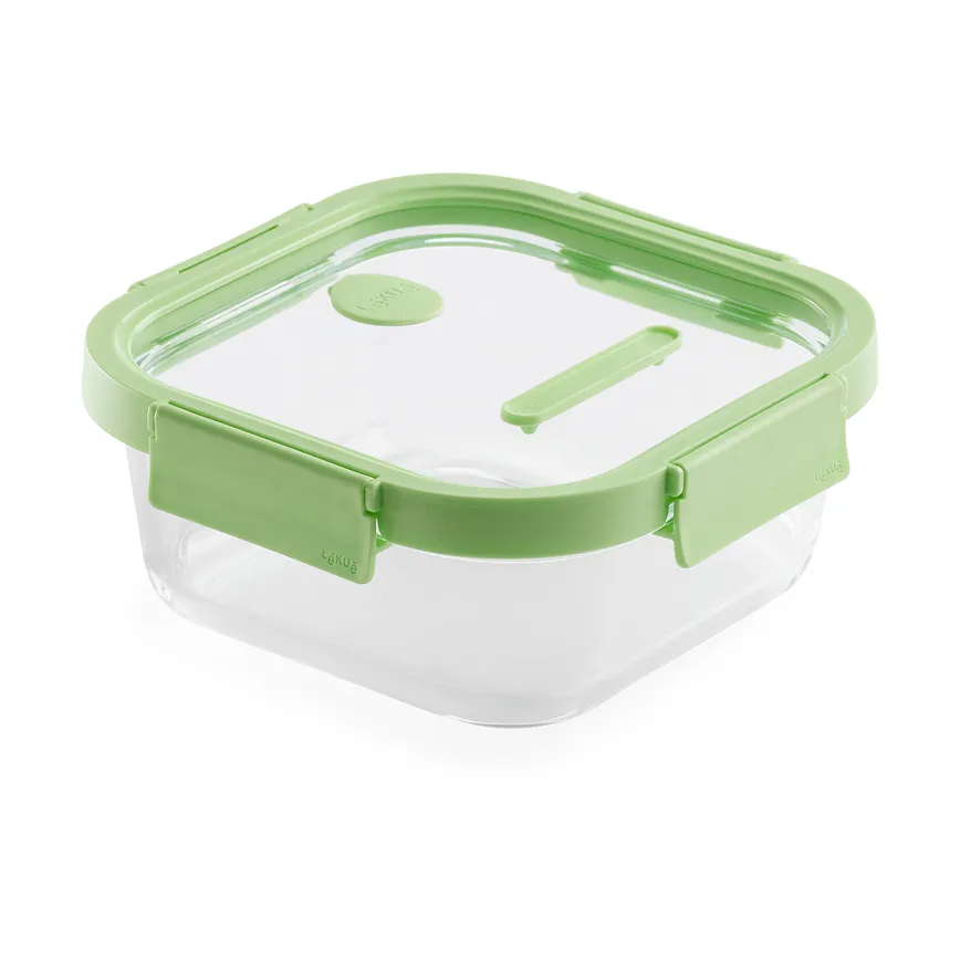 Lékué vierkante glazen lunchbox 1,1 L, Groen Lékué