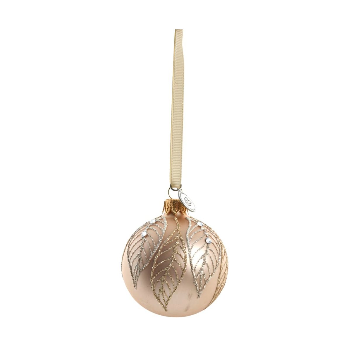 Lene Bjerre Cadelia kerstbal o6 cm 'Roos, blad' | Scandinavisch Interieur | Kerstdecoraties | Roze