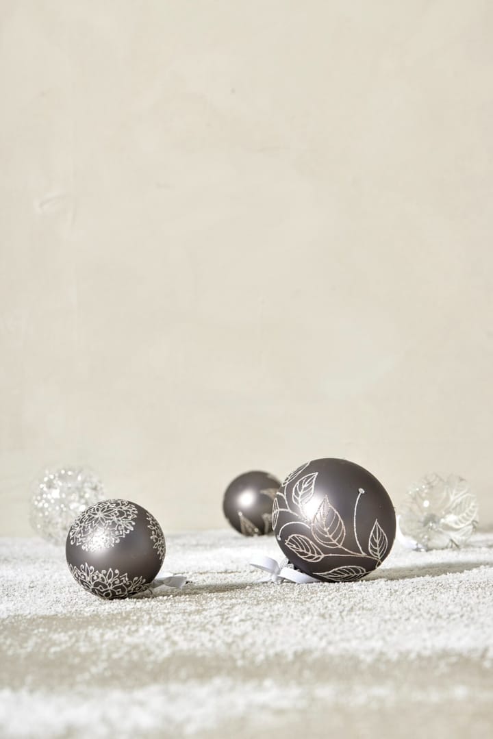 Cadelia kerstbal Ø8 cm, Donkergrijs, blad Lene Bjerre