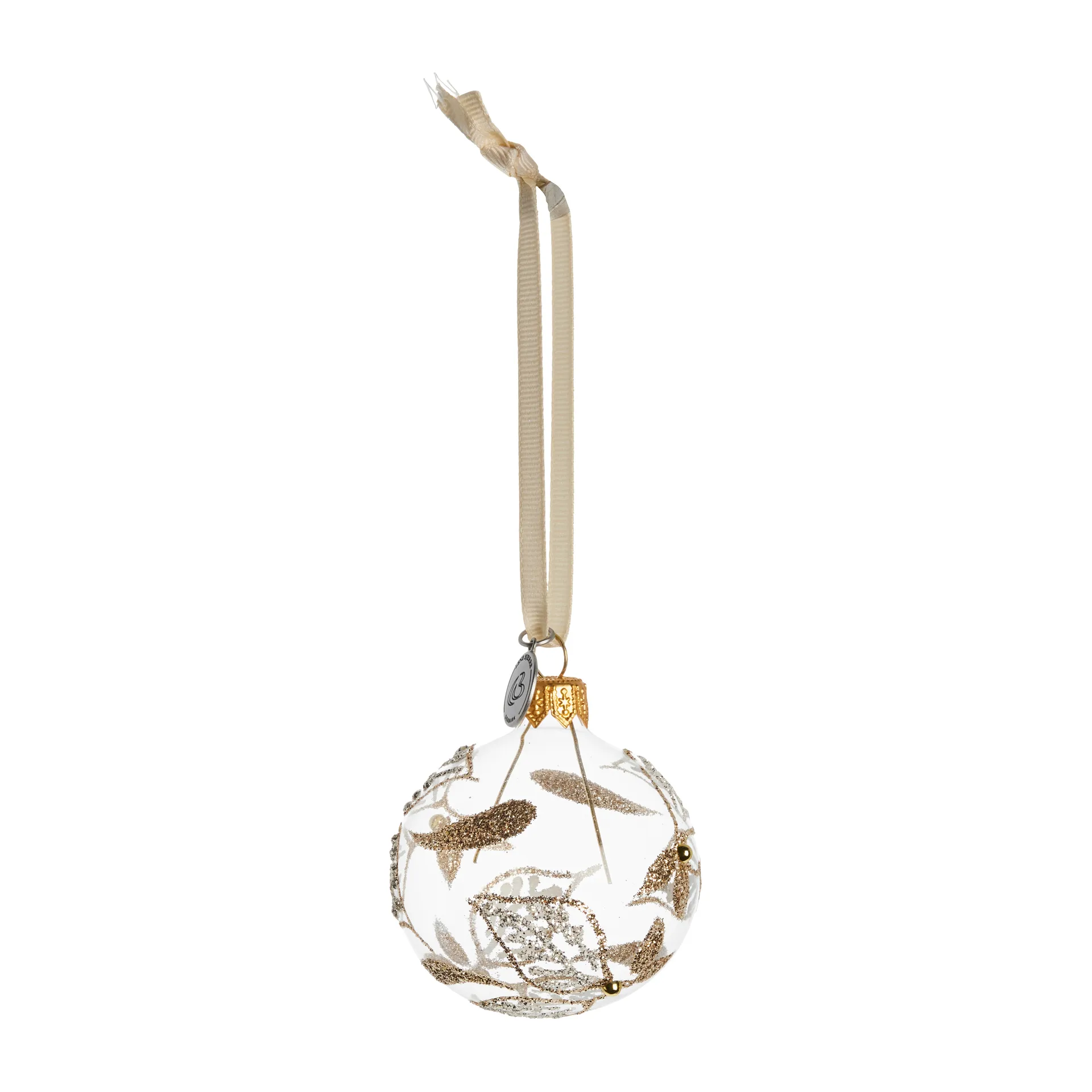 Cadelia kerstbal blad Ø6 cm, clear-light gold Lene Bjerre