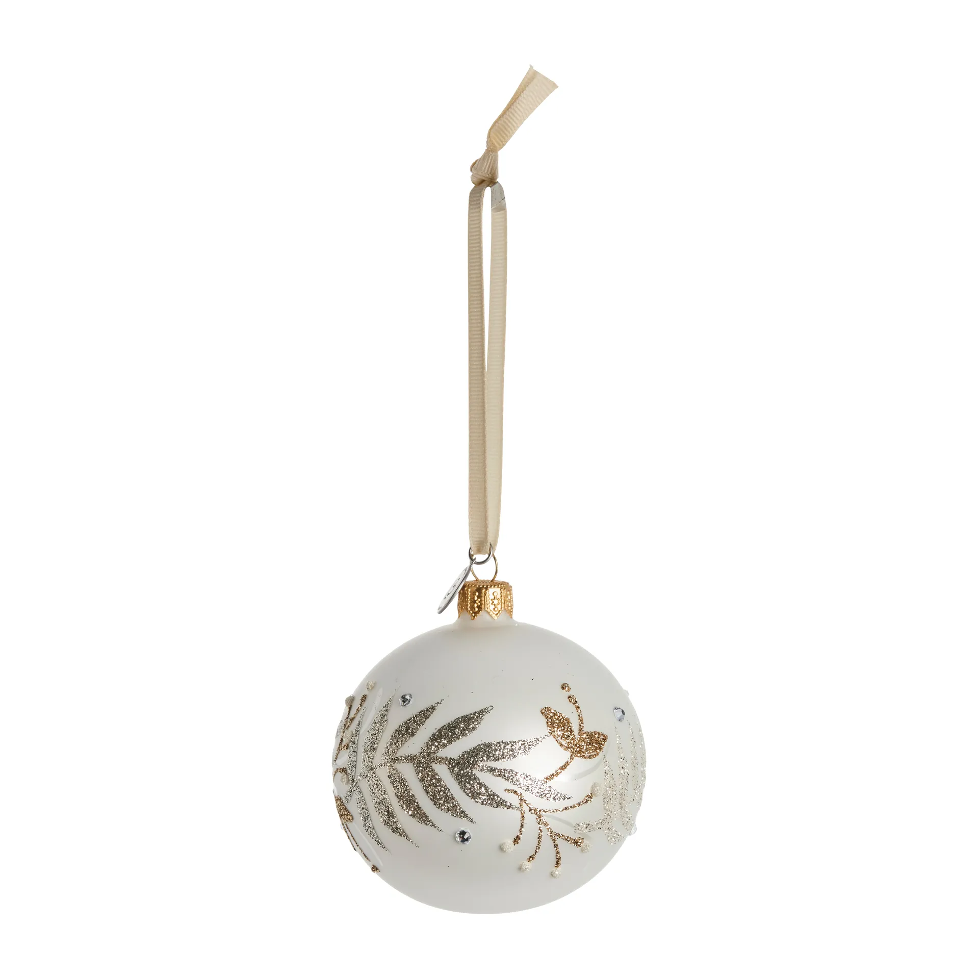 Cadelia kerstbal loofboom Ø8 cm, white-silver Lene Bjerre