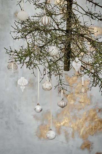 Cadelia kerstbal loofboom Ø8 cm - white-silver - Lene Bjerre