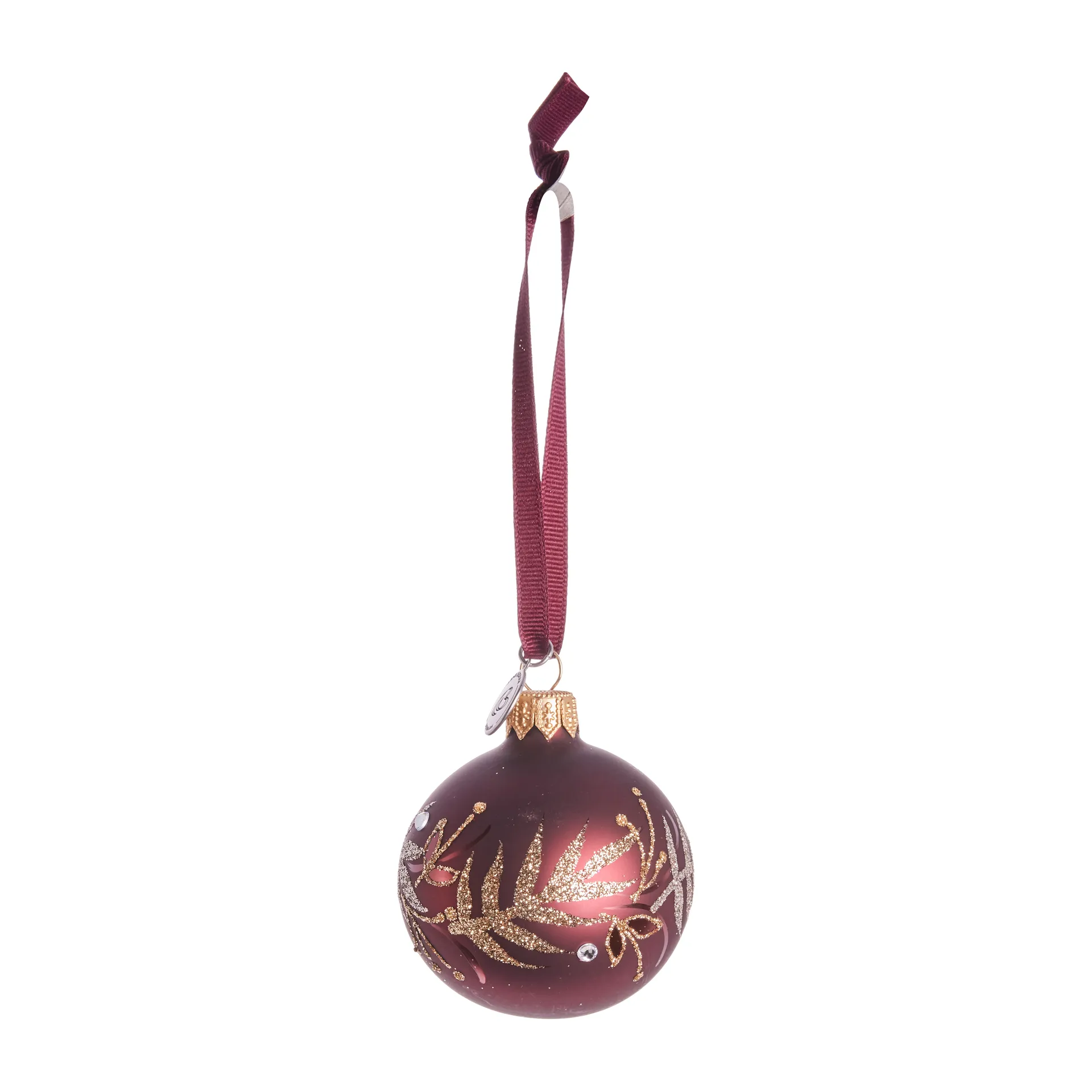 Cadelia kerstbal met blad Ø6 cm, pomegranate-light gold Lene Bjerre