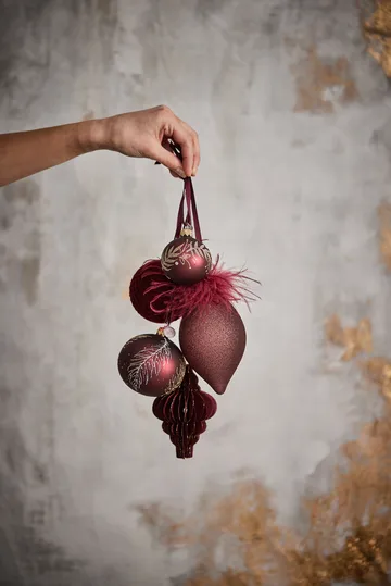 Cadelia kerstbal met blad Ø6 cm - pomegranate-light gold - Lene Bjerre