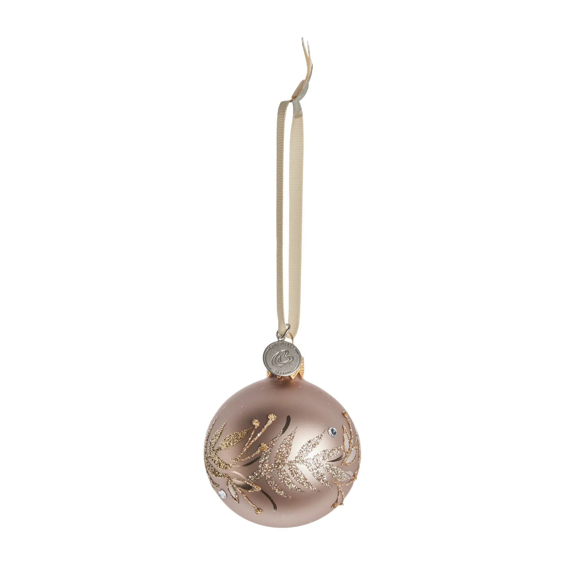 Cadelia kerstbal met blad Ø6 cm, powder-light gold Lene Bjerre