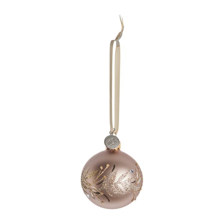 Cadelia kerstbal met blad Ø6 cm - powder-light gold - Lene Bjerre