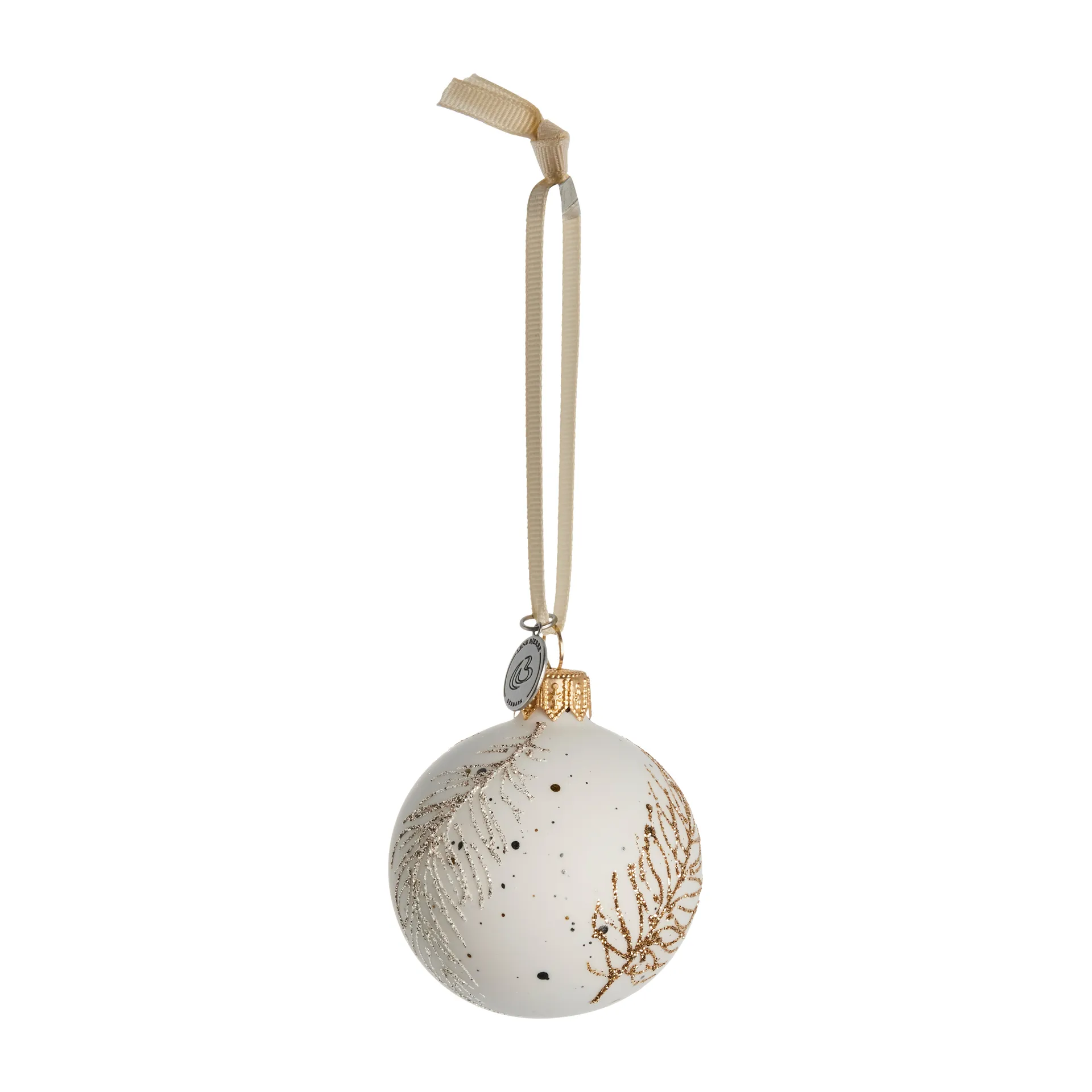 Cadelia kerstbal veer Ø6 cm, white-light gold Lene Bjerre