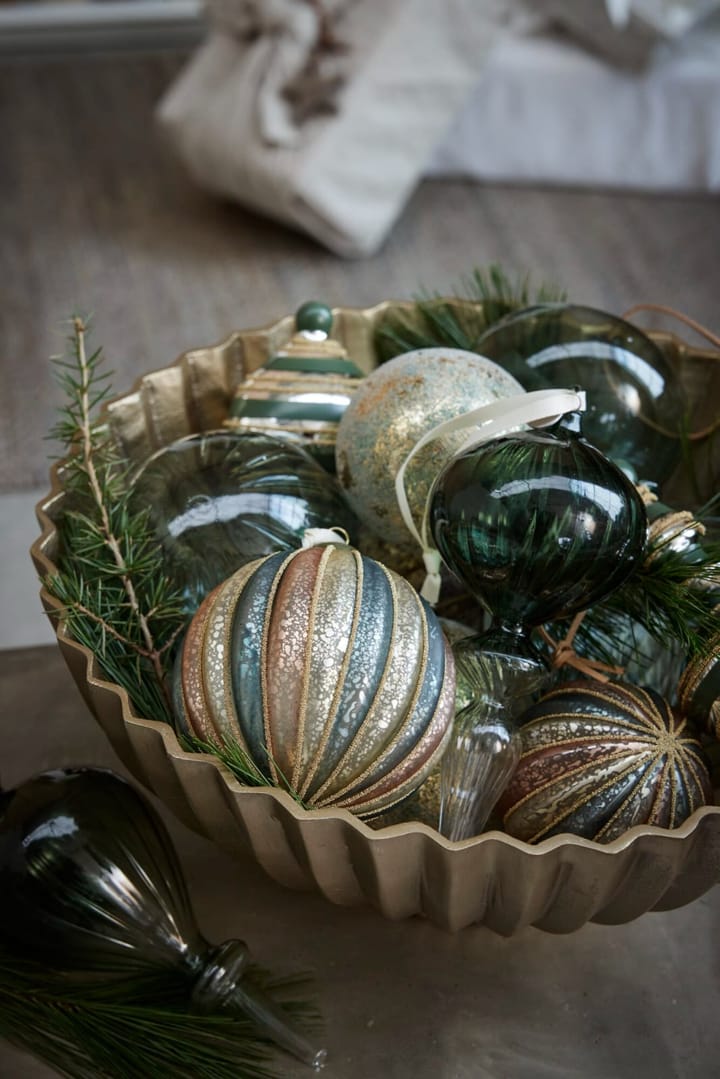 Clearena kerstbal Ø10 cm, Stoffig groen-goud Lene Bjerre