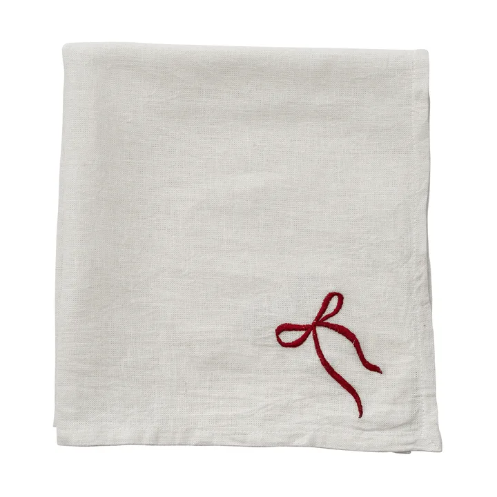 Fiola stoffen servet - Wit-donkerrood, 45x45 cm - Lene Bjerre