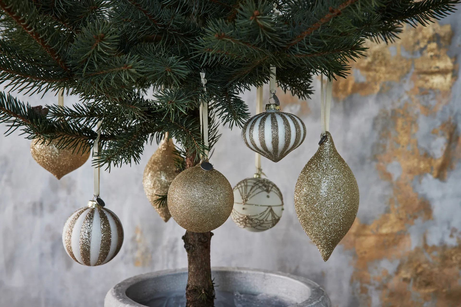 Glitteria kerstbal Ø10 cm, light gold Lene Bjerre