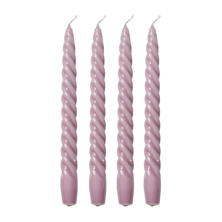 Laquer gedraaide kaarsen 25 cm 4-pack - Powder (roze) - Lene Bjerre