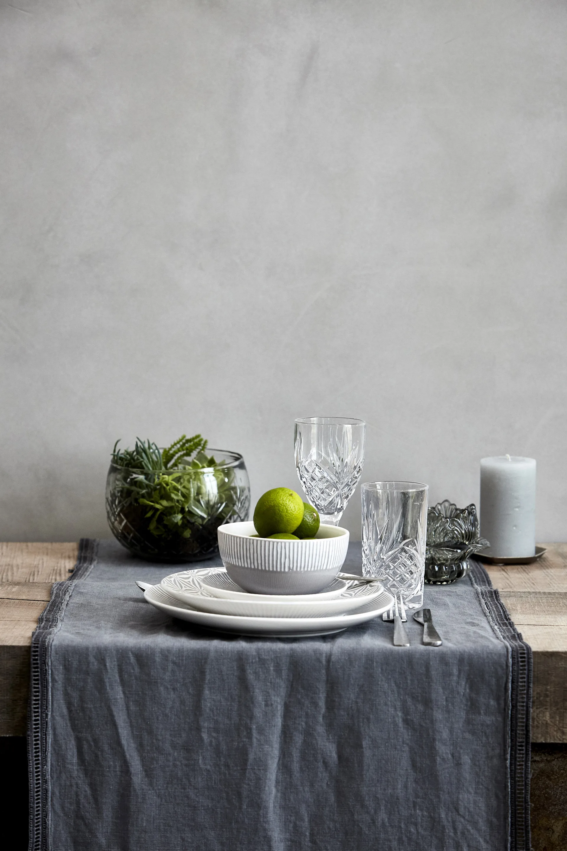 Lene Bjerre rustic kaars lichtgrijs Ø10 cm, 20 cm Lene Bjerre