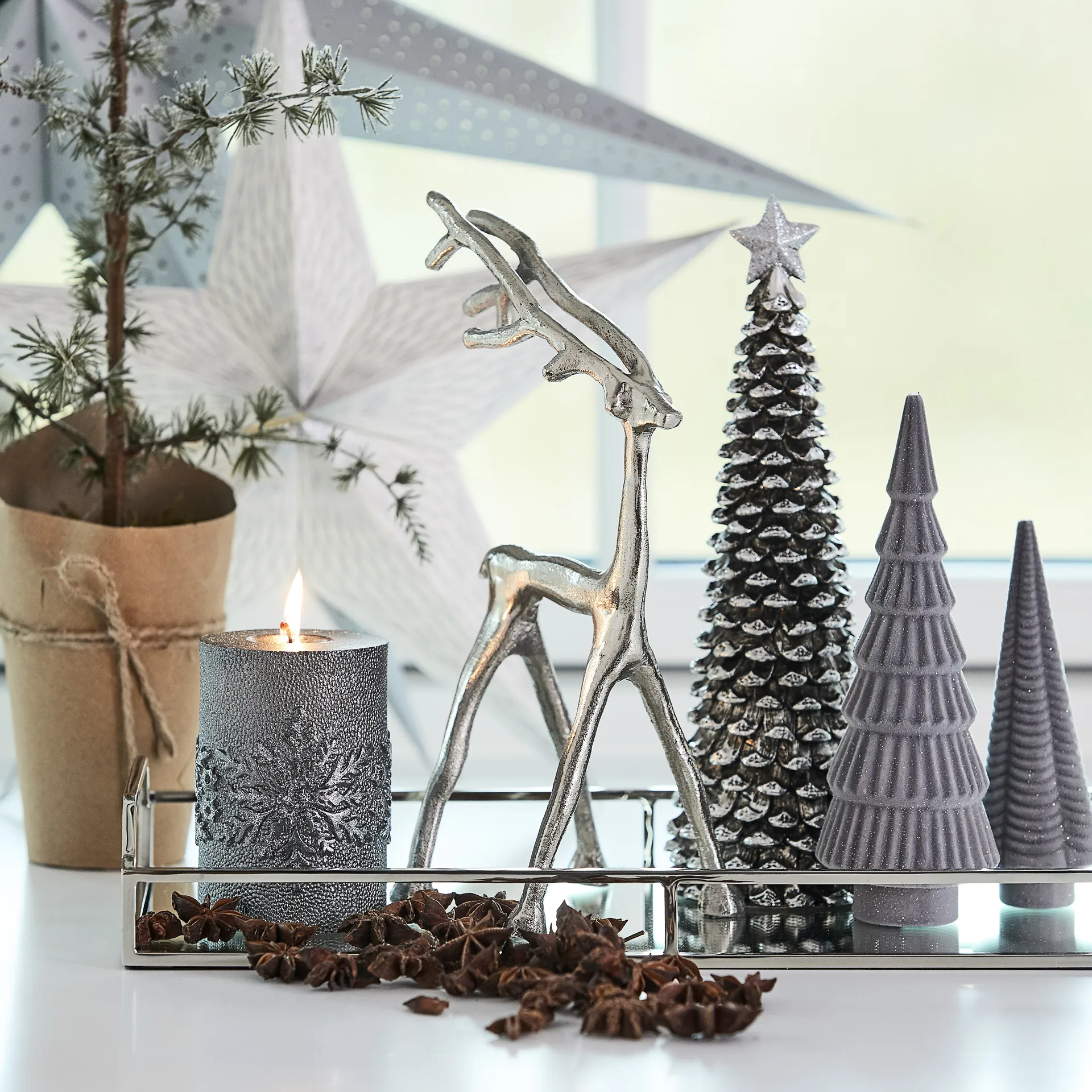 Marely decoratie rendier zilver, Klein 27 cm Lene Bjerre