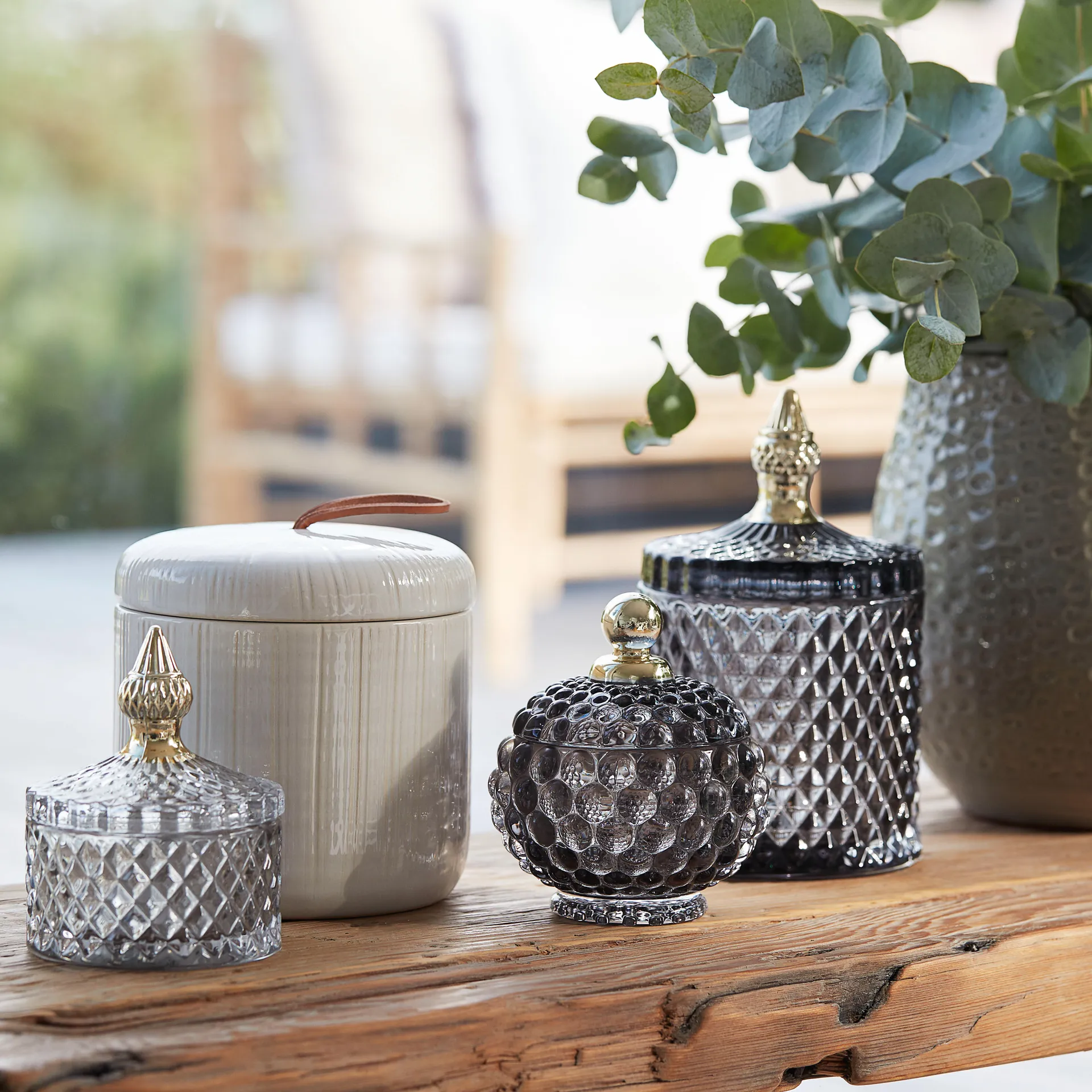 Miya voorraadpot met deksel Ø8,5 cm, Lichtgrijs Lene Bjerre