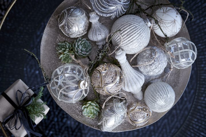 Norille kerstbal Ø8 cm, Antique white-silver Lene Bjerre
