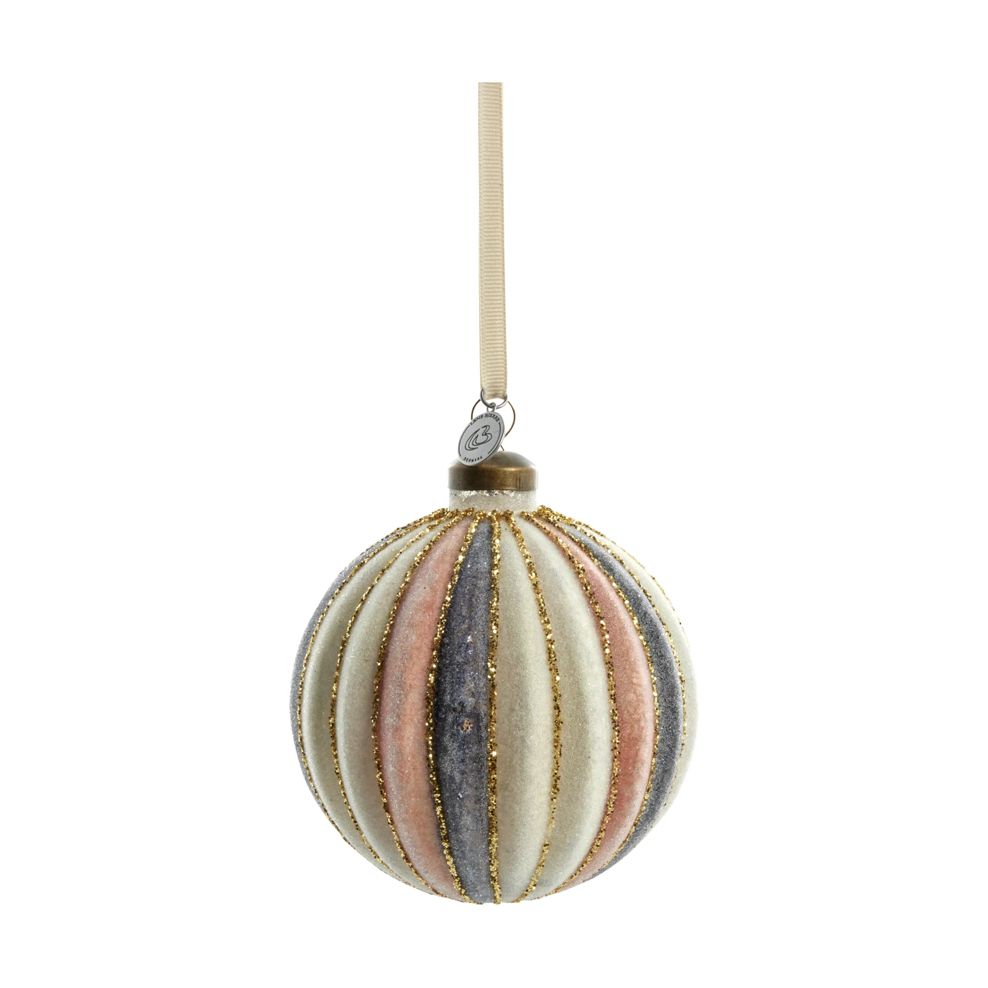 Noville kerstbal Ø10 cm, White-dark grey-rose Lene Bjerre