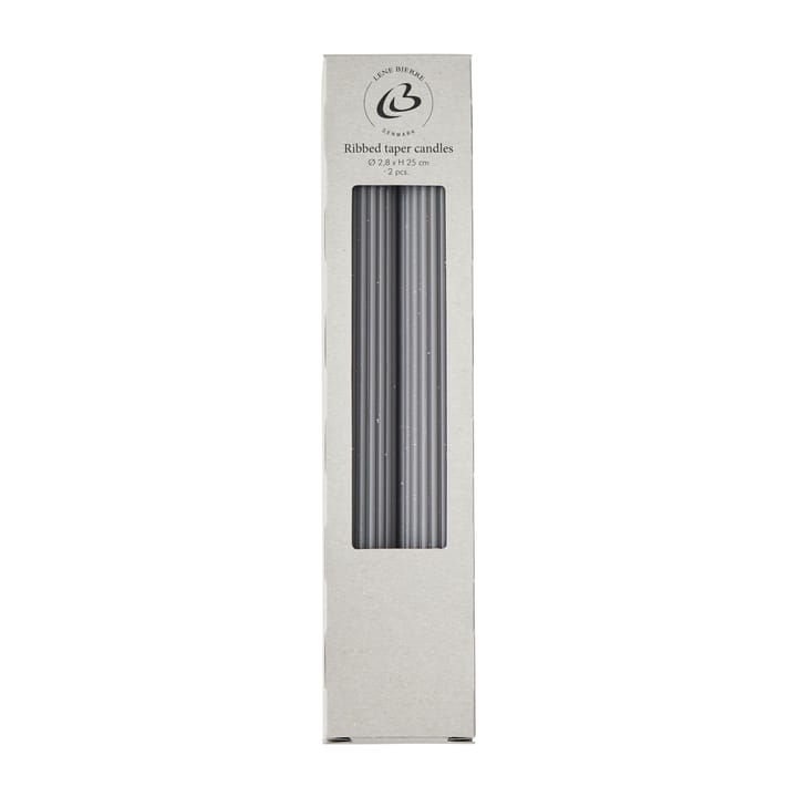 Ribbat kaars 25 cm 2-pack, dark grey Lene Bjerre