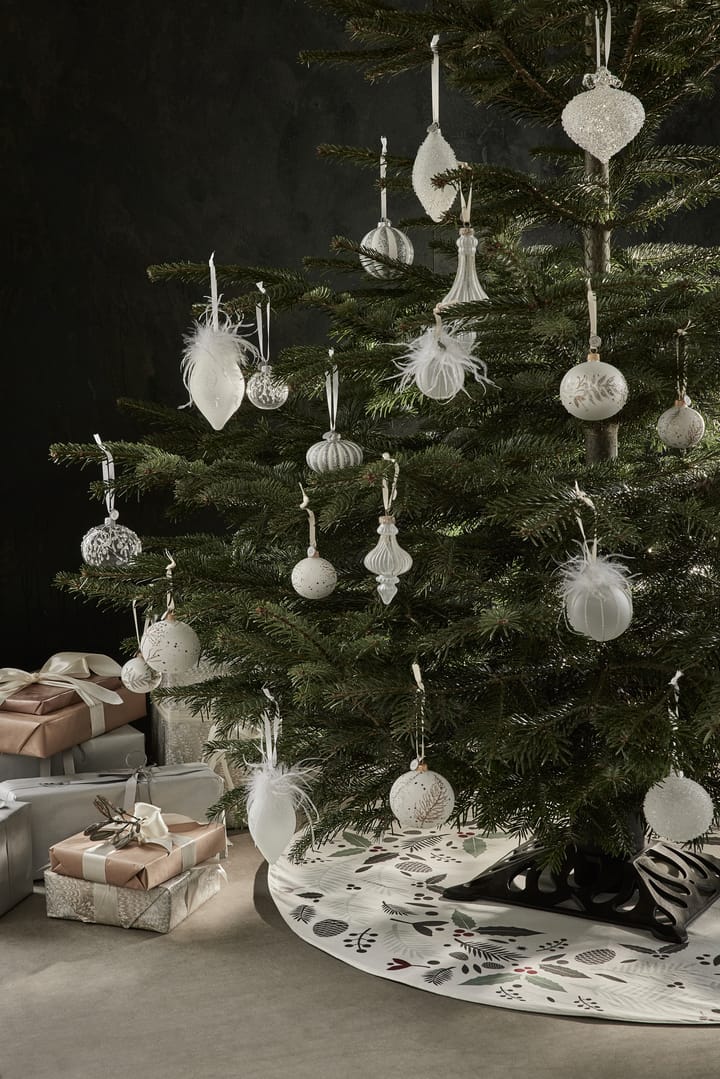 Selvie kerstbal Ø8 cm, white-silver Lene Bjerre