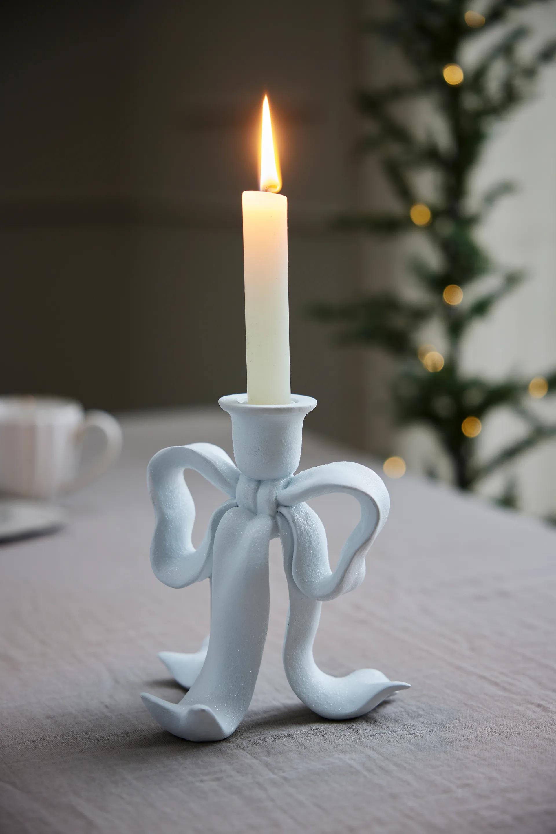 Serafina bow kandelaar 19,7 cm, Wit Lene Bjerre