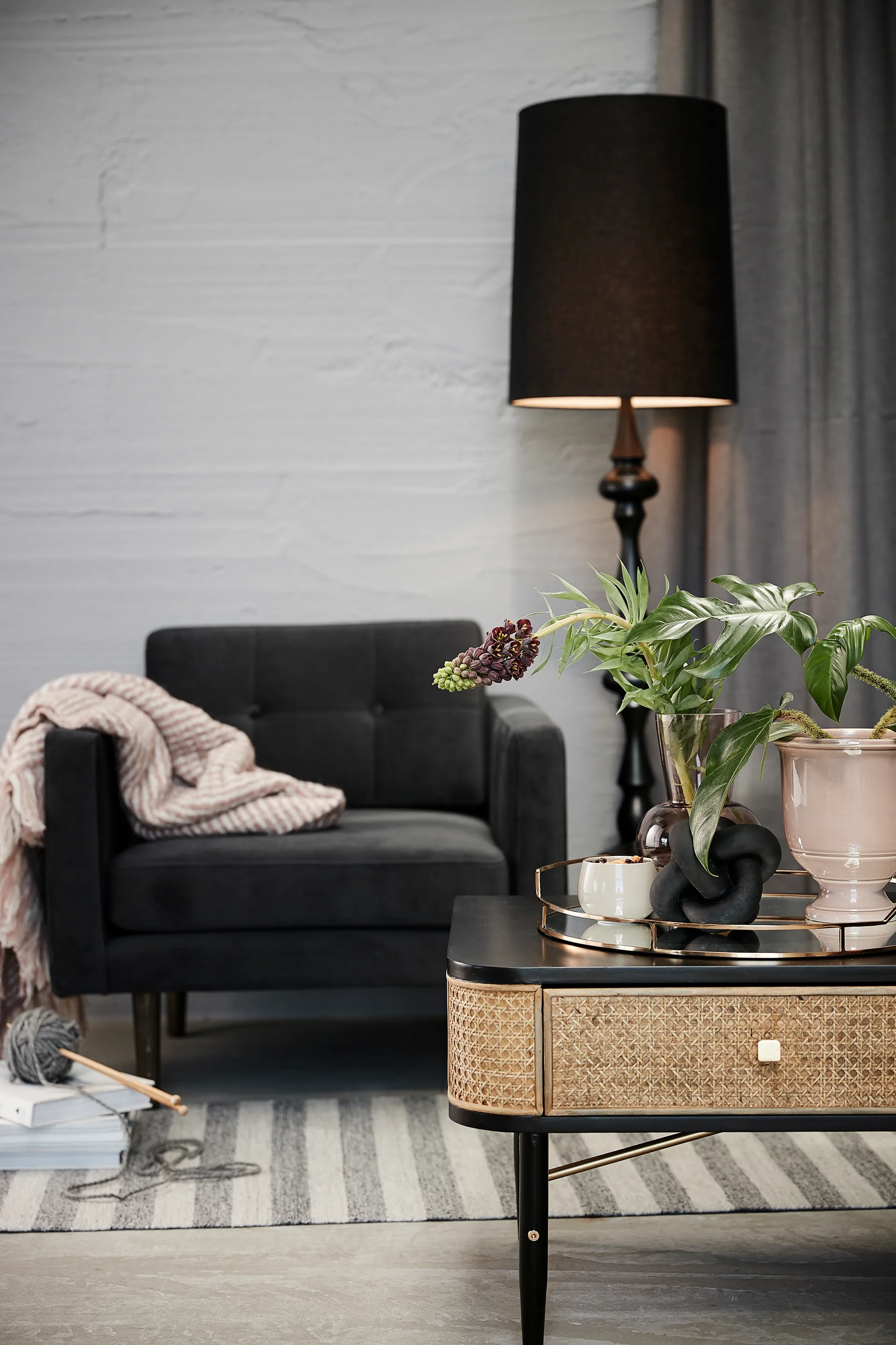 Serafina decoratie knoop 13 cm, Black Lene Bjerre