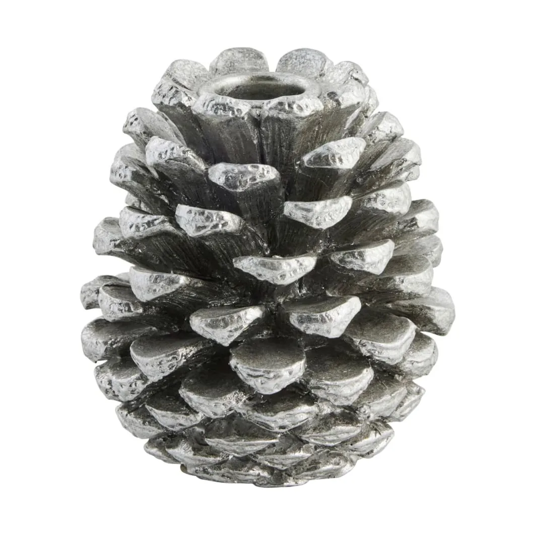 Serafina kandelaar dennenappel 10 cm, Antiekzilver Lene Bjerre