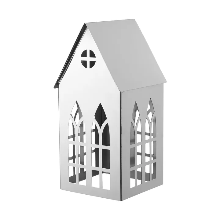 Sigrine house waxinelichthouder - Zilverkleurig, 11,5x11xH23 cm - Lene Bjerre