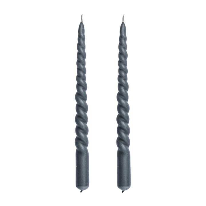 Twisted gedraaide kaarsen 25 cm 2-pack - Dark grey - Lene Bjerre