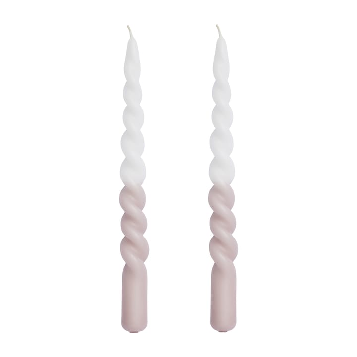 Twisted gedraaide kaarsen tweekleurig 25 cm 2-pack - Bark-white - Lene Bjerre