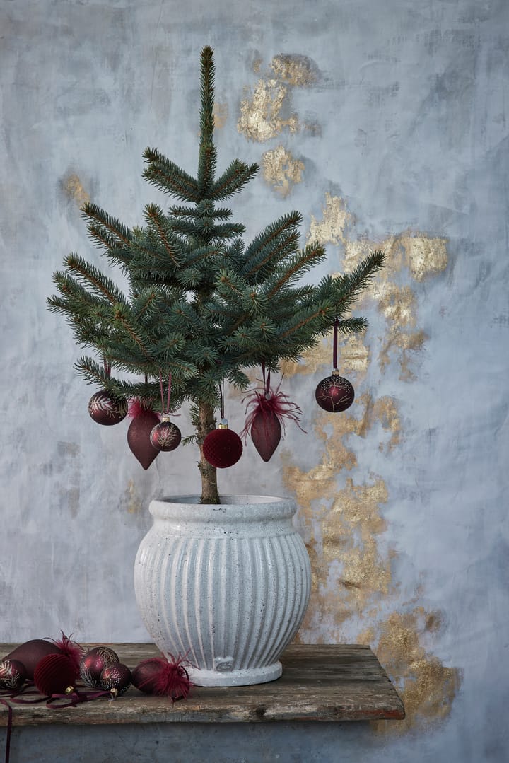 Velvitie kerstbal groeven Ø8 cm - pomegranate - Lene Bjerre