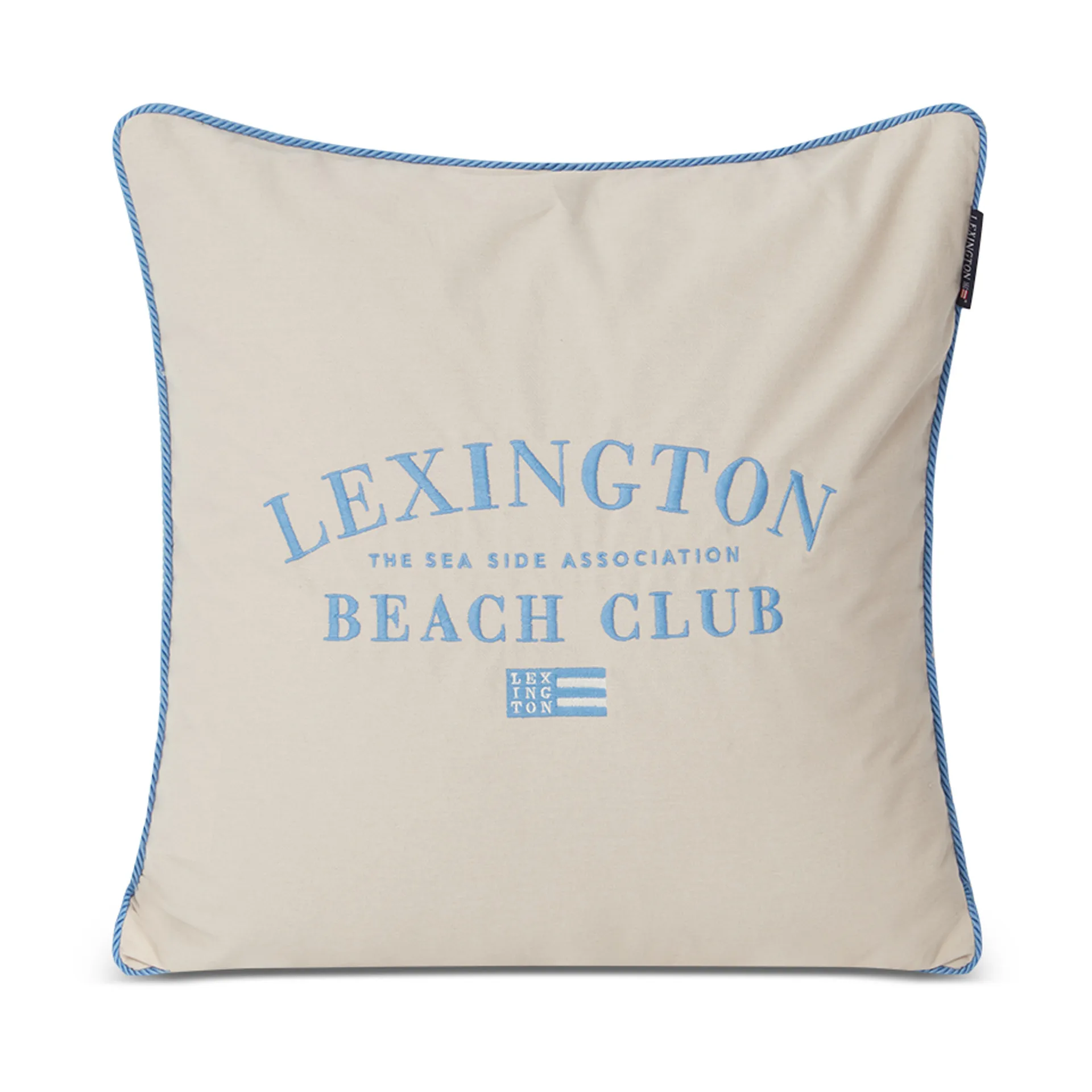 Beach Club Embroidered kussenhoes 50x50 cm, Beige-blauw Lexington