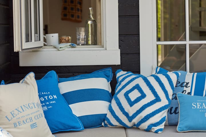 Beach Club Embroidered kussenhoes 50x50 cm - Beige-blauw - Lexington