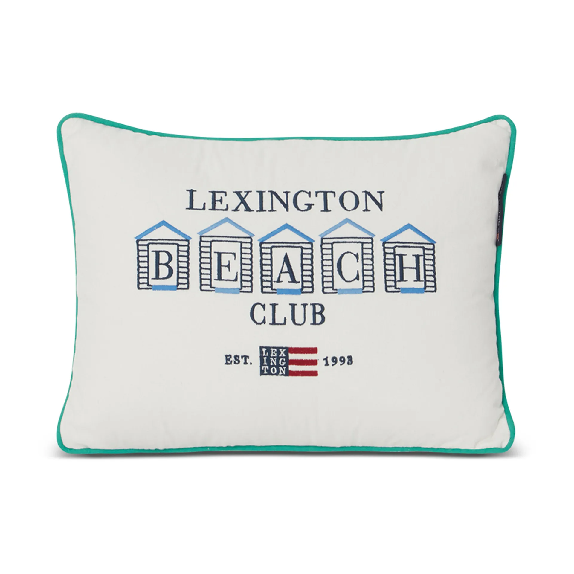 Beach Club Small Embroidered kussen 30x40 cm, Blauw-wit-groen Lexington