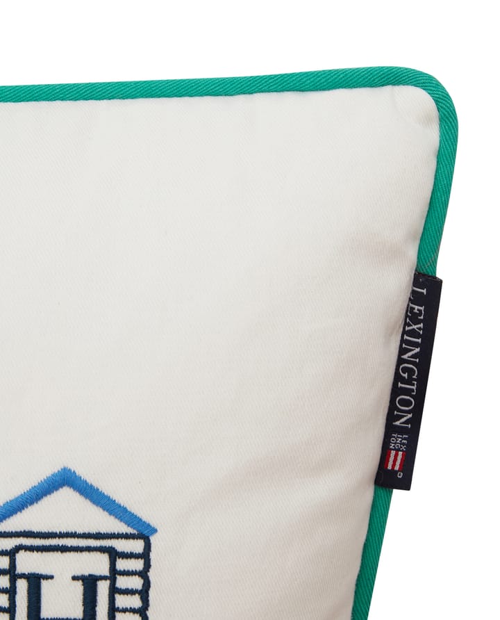Beach Club Small Embroidered kussen 30x40 cm, Blauw-wit-groen Lexington