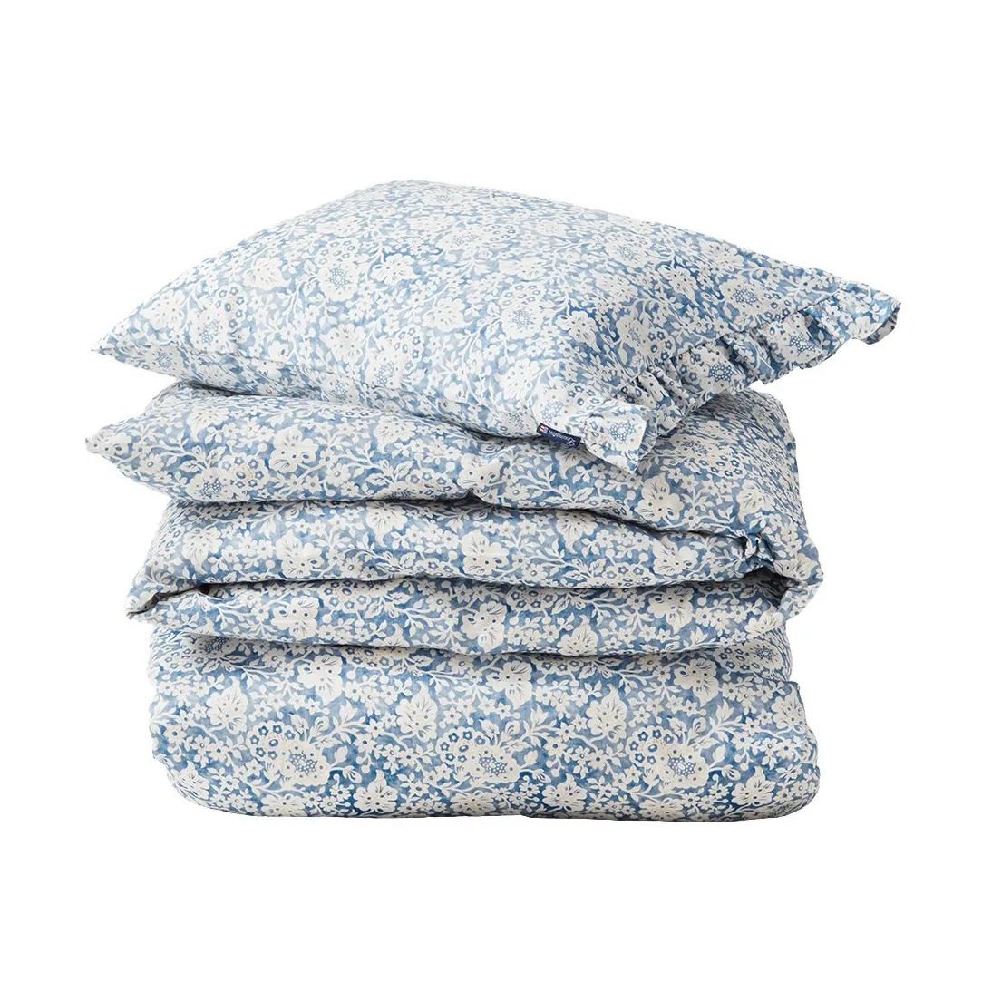 Blue Floral Printed Cotton Sateen beddengoedset, 50x60 cm, 220x220 cm Lexington