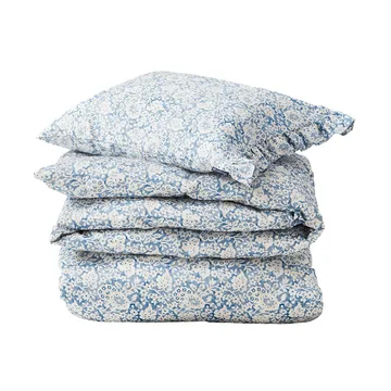 Blue Floral Printed Cotton Sateen beddengoedset - 50x60 cm, 220x220 cm - Lexington