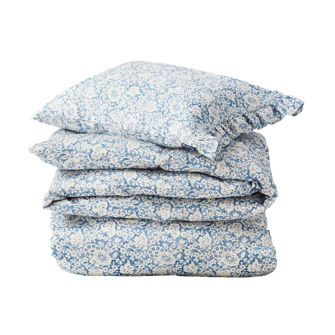 Lexington Blue Floral Printed Cotton Sateen beddengoedset 50x60 cm, 220x220 cm