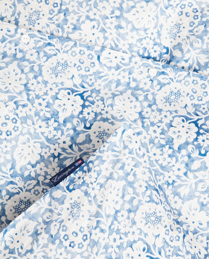 Blue Floral Printed Cotton Sateen beddengoedset - 50x60 cm, 220x220 cm - Lexington