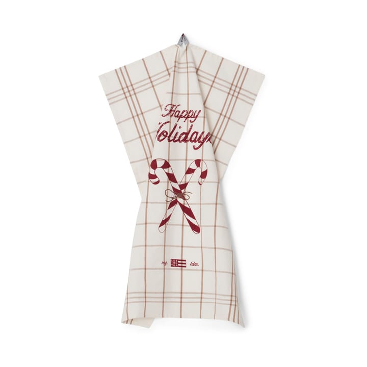 Candy Cane Organic Cotton keukenhanddoek 50x70 cm, White-beige-gray Lexington