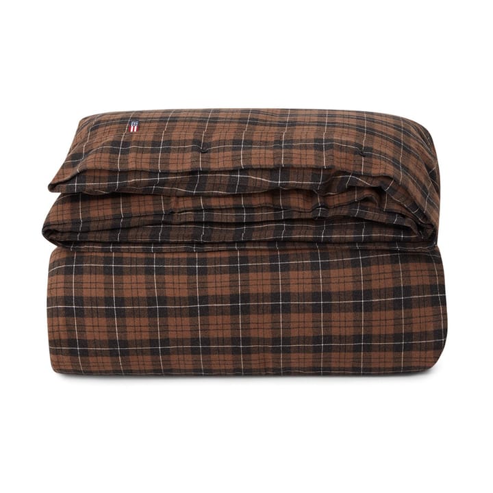 Checked Cotton Flannel dekbedovertrek 150x210 cm - Brown-dark gray - Lexington