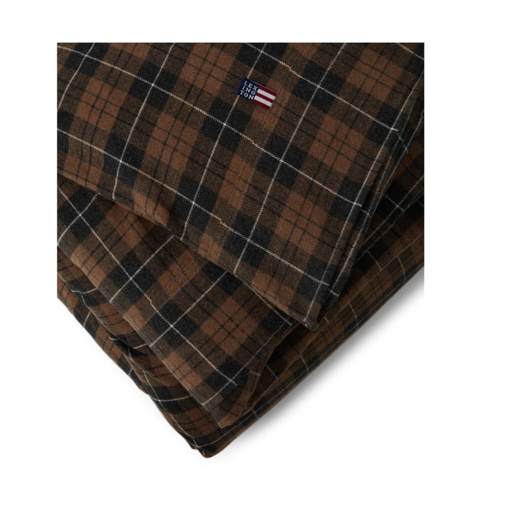 Checked Cotton Flannel dekbedovertrek 150x210 cm, Brown-dark gray Lexington