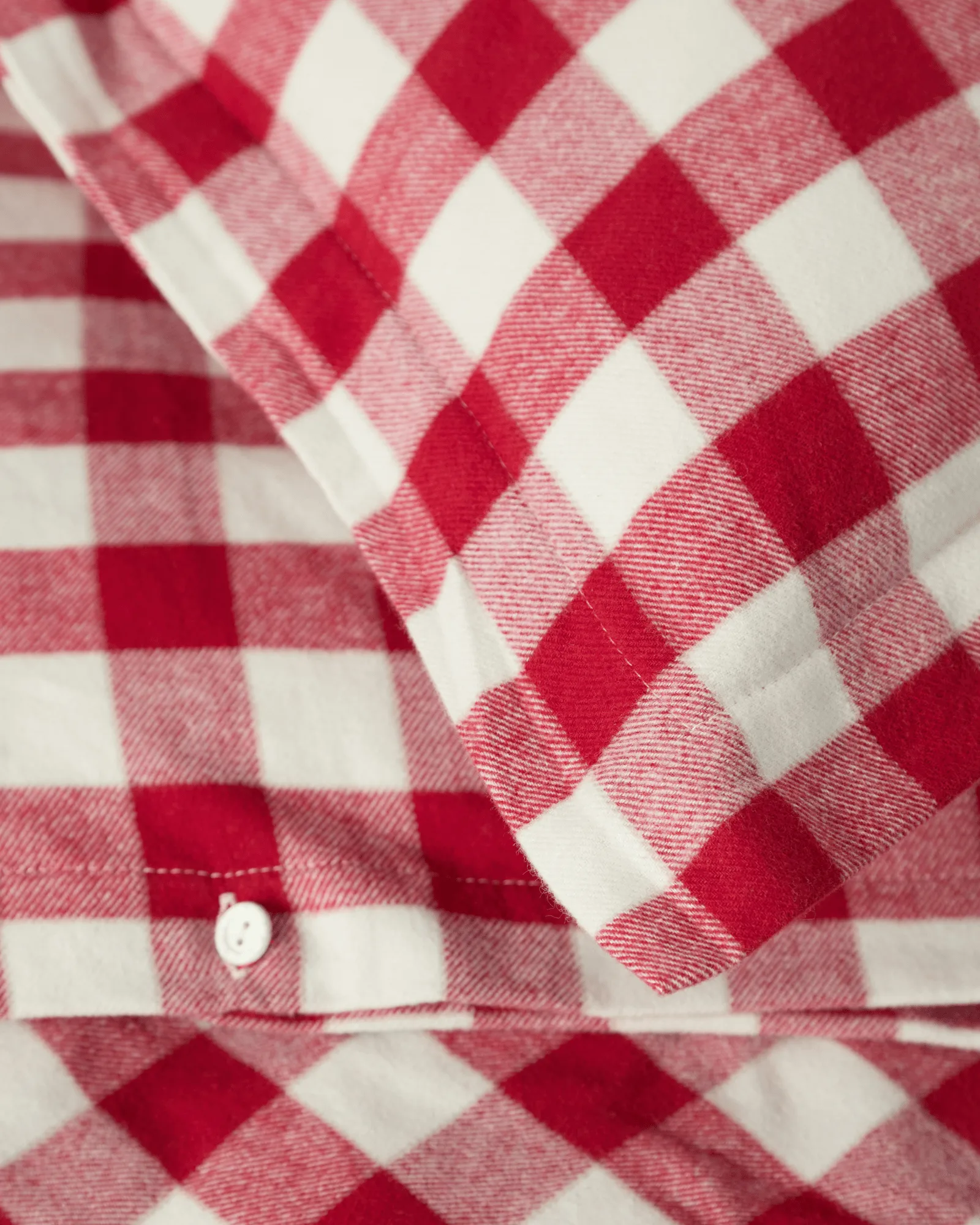 Checked cotton flannel dekbedovertrek, Red-light beige, 2 st 50x60 cm/220x220 cm Lexington